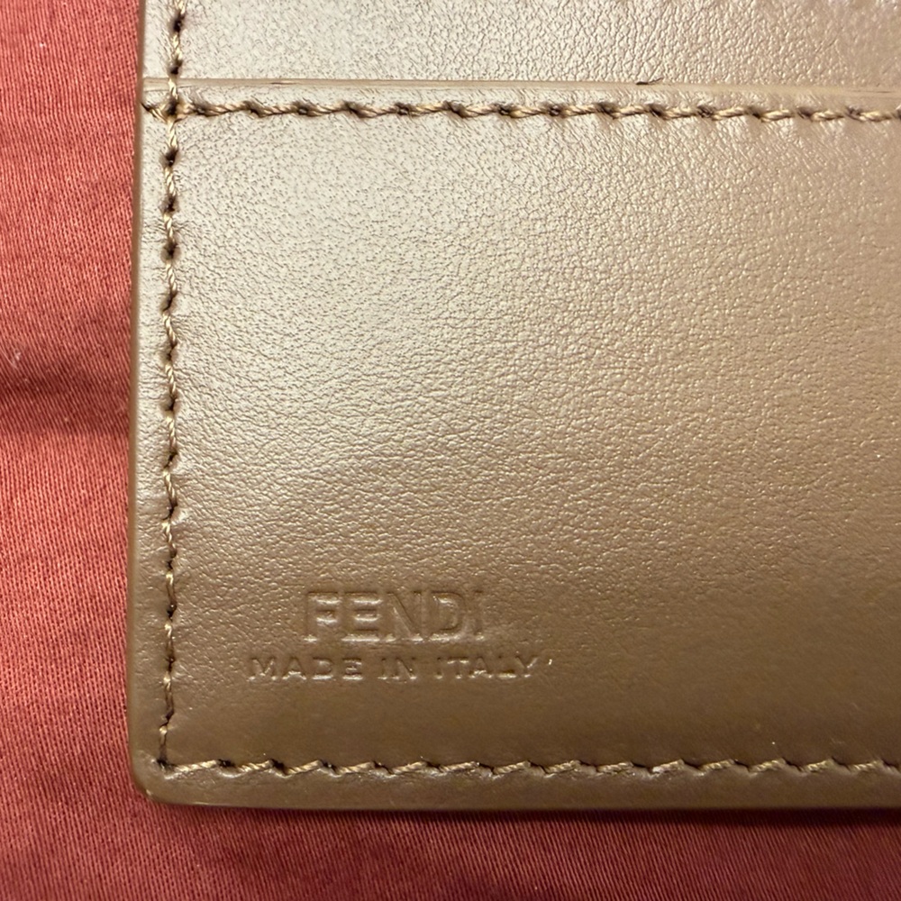 Fendi Tan Leather Card Holder Wallet
